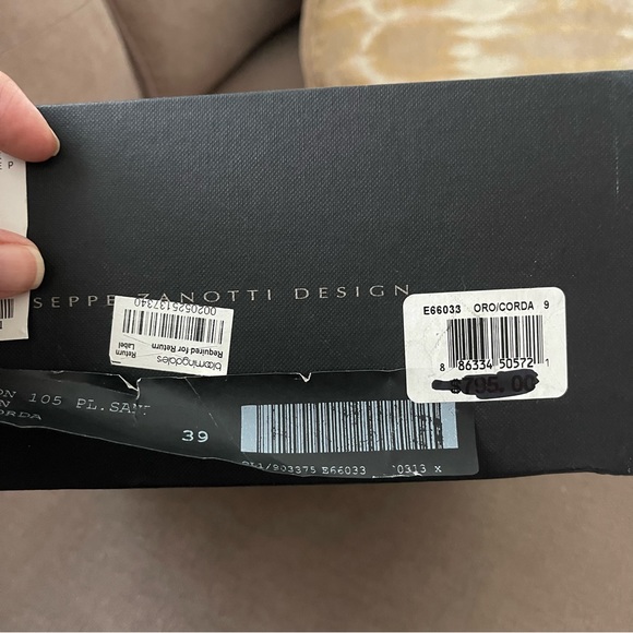 NIB giuseppe zanotti peeptoe platform gold glitter EU 39 - Picture 10 of 14